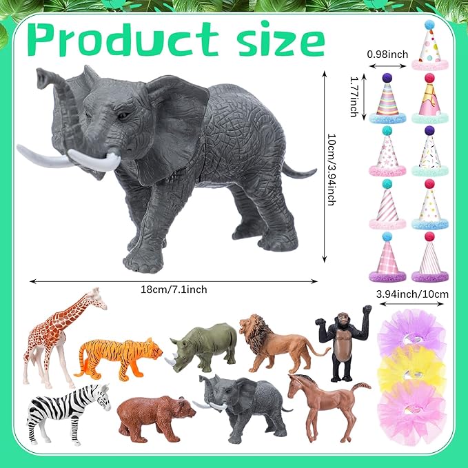 27 Pcs Jungle Animal Cake Topper Animals Figures Birthday Party