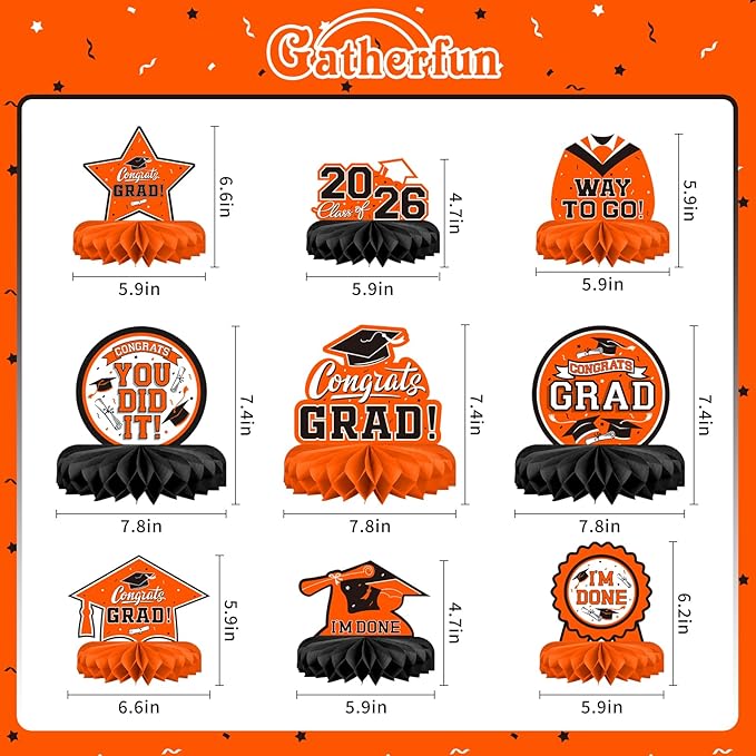 9PCS Graduation Party Decorations Class of 2026 Congrats Grad Table Ce