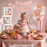 Baby Girl Rose Gold First Birthday Decorations Rose Gold Pearl White