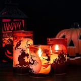 Halloween Flickering Candles with Witch Crow Raven Castle Decals Red