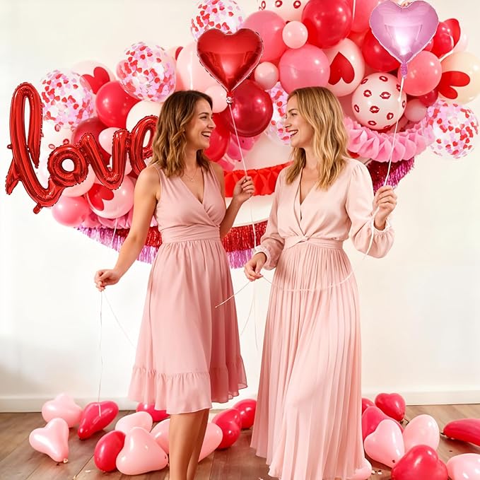 Valentines Day Balloon Arch Kit Pink Red White Balloons Garland Love