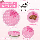 96Pcs Pink Cat Paper Plates and Napkins Cute Cats Bow Theme Birthday