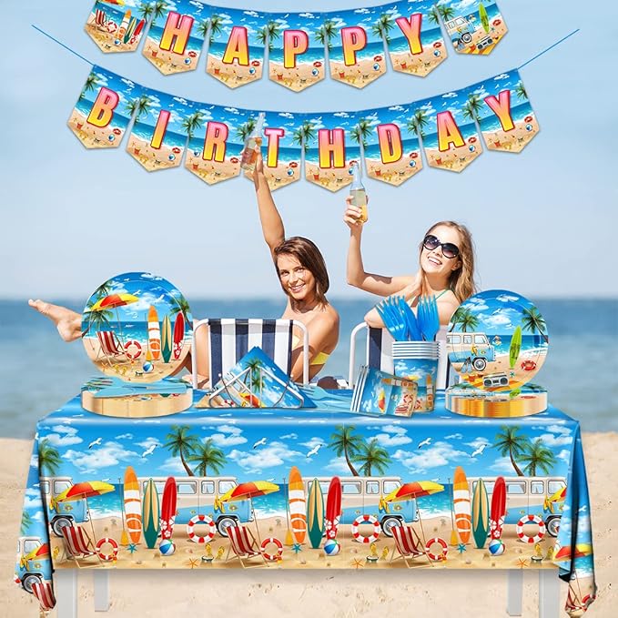 Beach Birthday Party Supplies 142PCS Hawaiian Pool Party Decoration