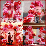 Valentines Day Balloon Arch Kit Hot Pink Red Balloon Garland with
