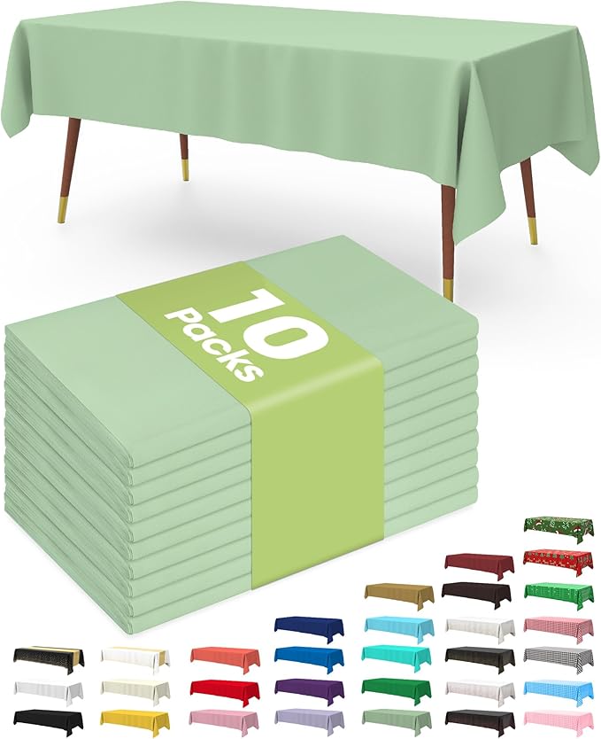 Pureegg Plastic Table Cloth Disposable 10 Pack, 54 x 108 Inch Table #3