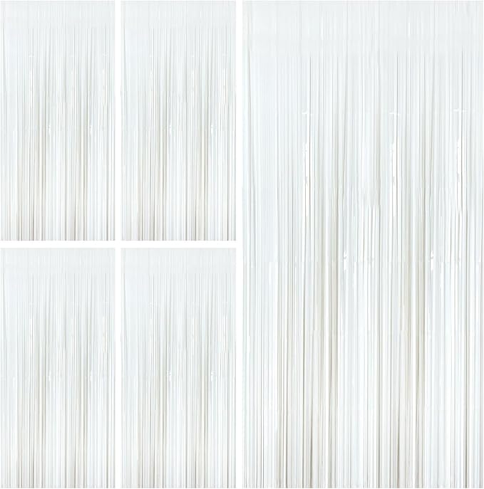 White Party Streamers Foil Fringe Backdrop Curtains Tinsel Streamers #