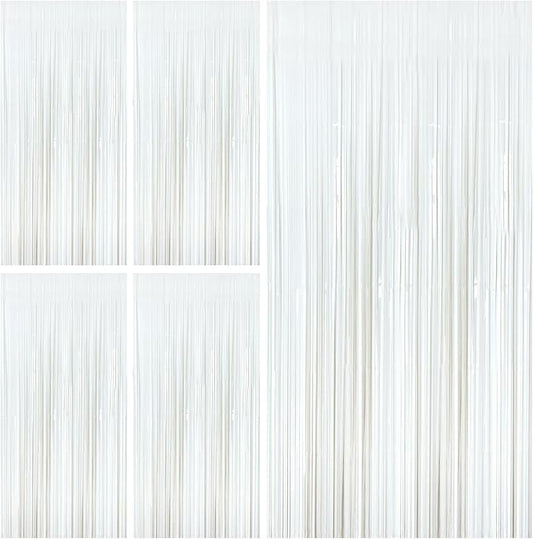 White Party Streamers Foil Fringe Backdrop Curtains Tinsel Streamers #