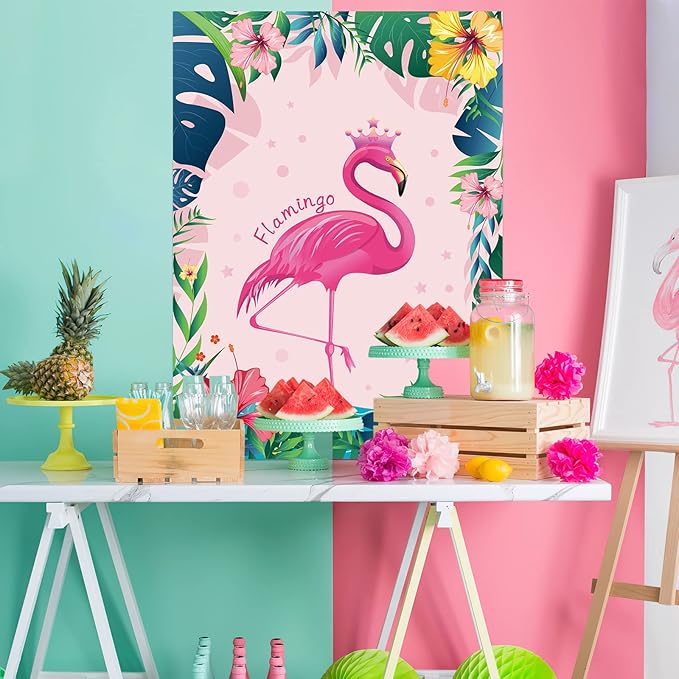 ASTARON Pin The Crown on The Flamingo, Flamingo Theme Party Game with