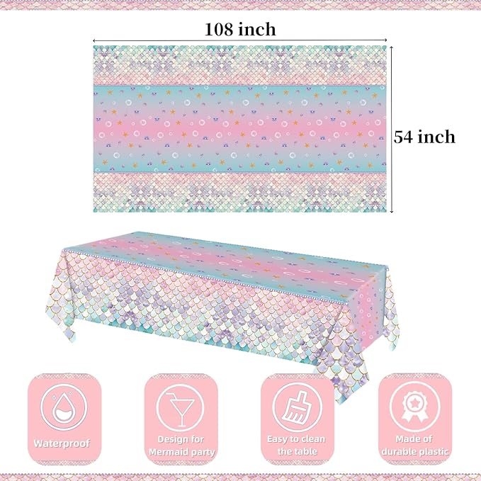 122 Pcs Mermaid Birthday Party Decorations Supplies Includes Plates