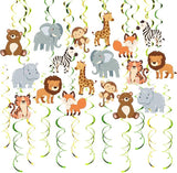 Safari Animal Party Streamers 48 Pcs Jungle Theme Hanging Swirl