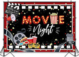 Movie Night Party Backdrop Black and Red Movie Theme Party