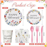 252 Pcs Wildflowers Retirement Party Tableware Set Included Plates