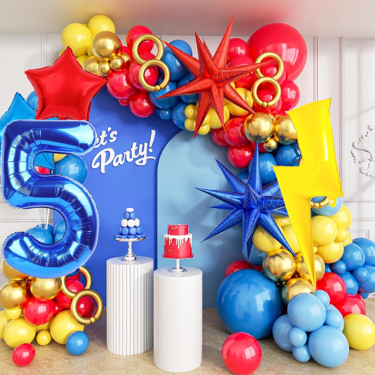 Cartoon Hedgehog Birthday Decorations, Blue 5 Balloon Number 40 inch