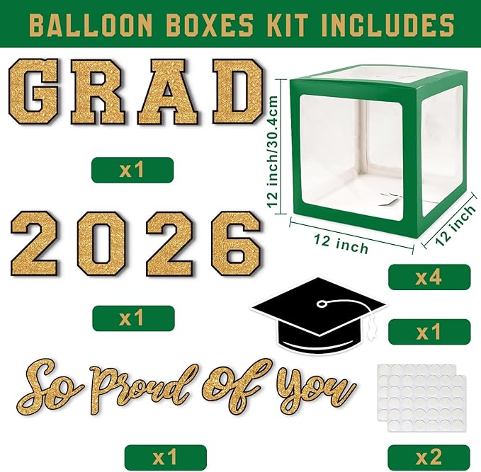 Graduation Decorations 2026 - Green and Gold Graduation Decorations -