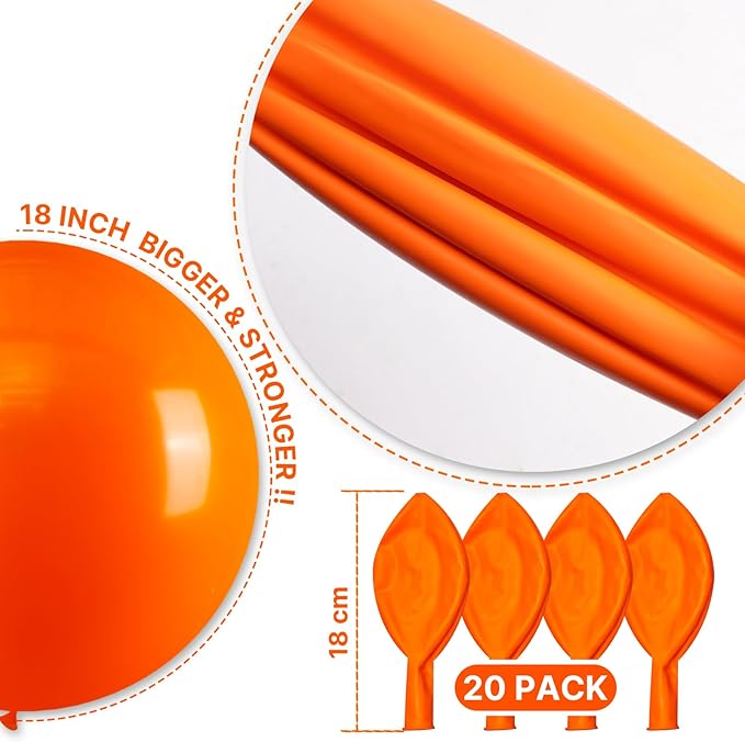 PartyWoo Orange Balloons 20pcs 18 Inch Fall Latex Helium Balloons for