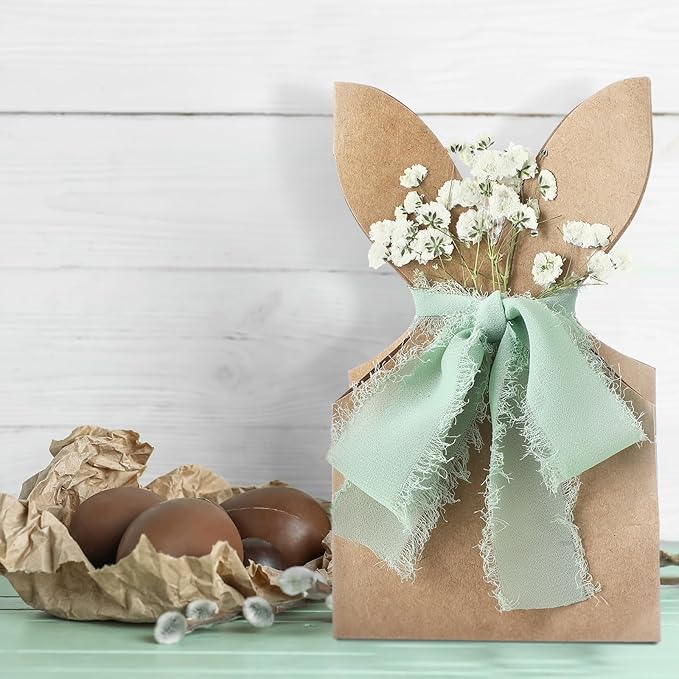 Affrolling 48 Set Boho Bow Easter Bunny Party Favor Bags DIY Bunny