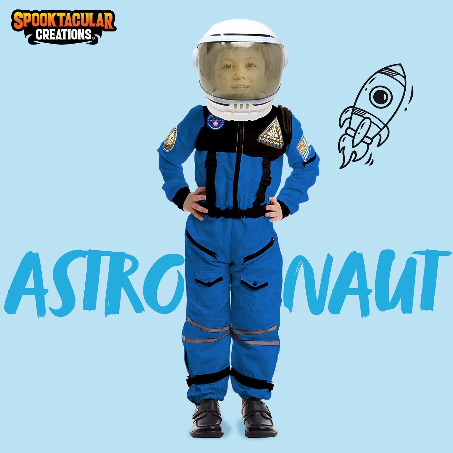 Spooktacular Creations Blue Astronaut Costume with Helmet, Space Suit