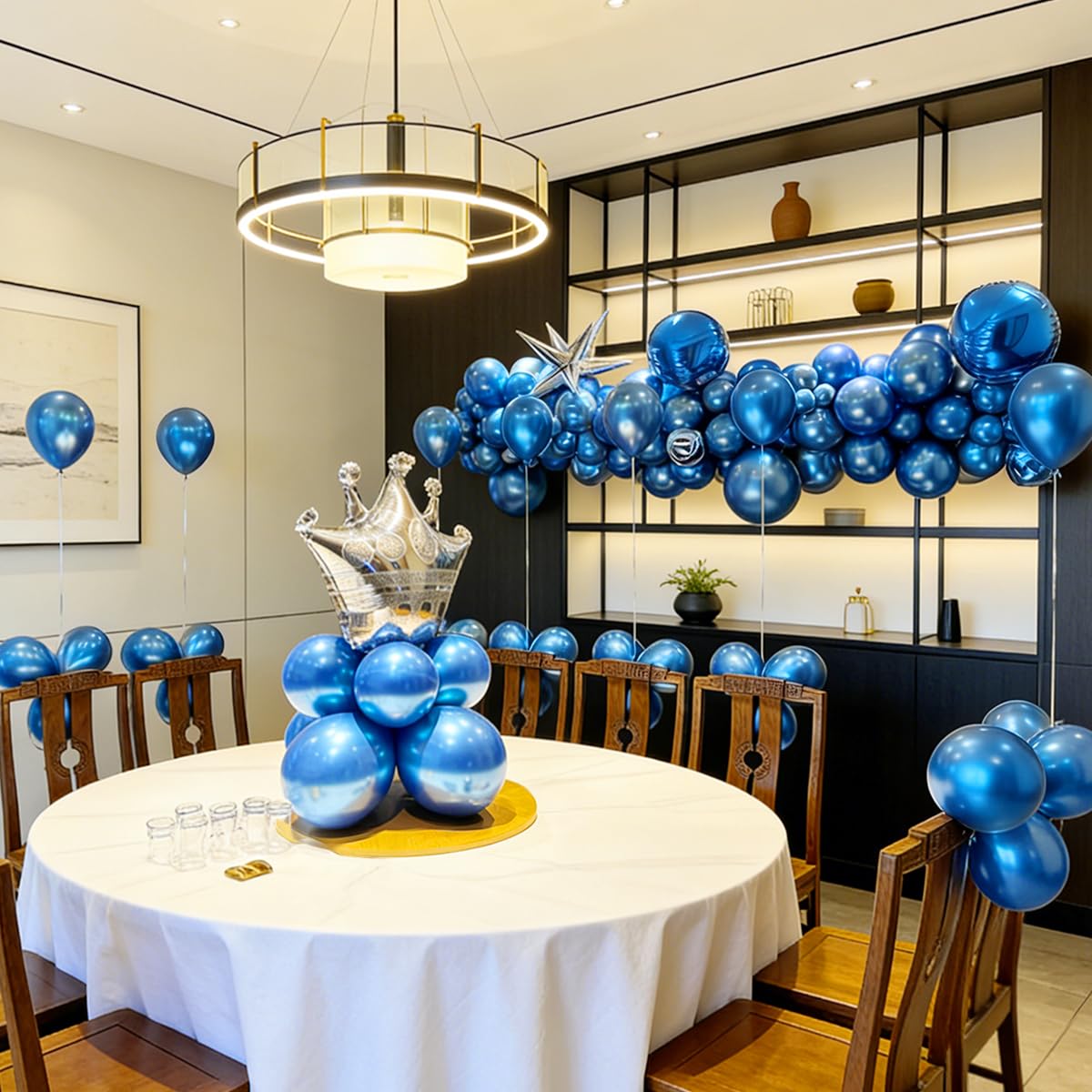 Chrome Metallic Blue Balloons 12 inch, 100 Pcs Latex Shiny Balloons