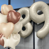 70th Birthday Balloons Set, Nude Brown Sand White Neutral Heart