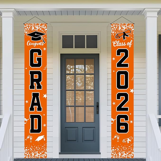Graduation Decorations 2026 Orange Set, Congrats Grad Decor Set with
