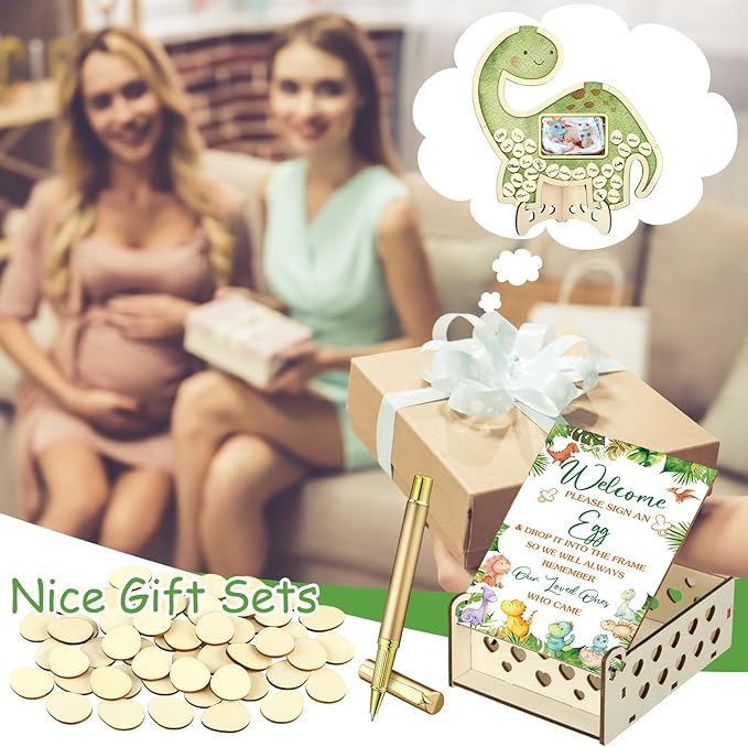 63 Pcs Dinosaur Baby Shower Guest Book Alternatives Set Baby Shower