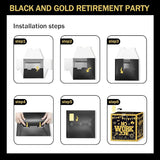 Happy Retirement Party Decorations Kit for Men Women Black Gold