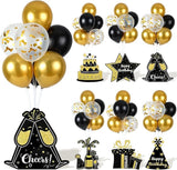 6 Sets Balloon Stand Kit for Table Happy Birthday Black Gold Balloon