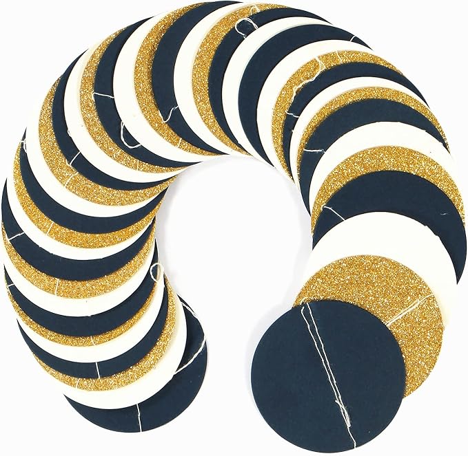 Navy-Blue Ivory-White Gold Party-Decorations Garland - 52Ft