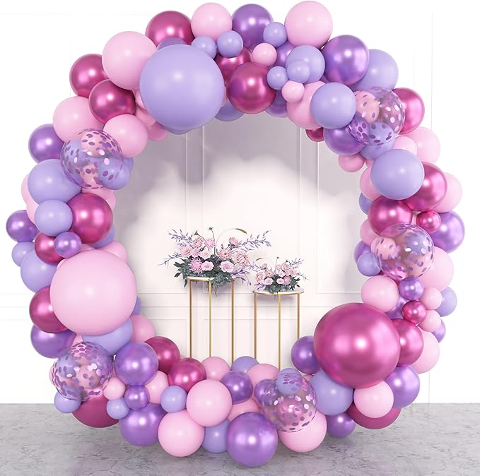 Amandir 153pcs Pink Purple Balloon Garland Arch Kit, Different Sizes