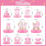 Girl Baby Shower Decorations Set - Kit with Pink Honeycomb