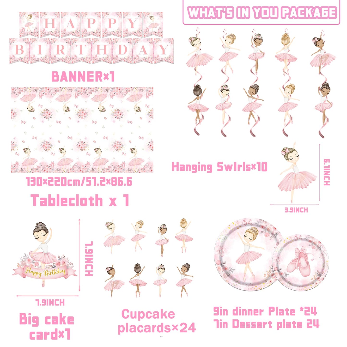 Ballerina Birthday Party Decorations Ballerina Party Tableware Kit