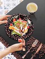 Nkaiso 141 Pieces Black and Rose Gold Party Supplies, Disposable Party