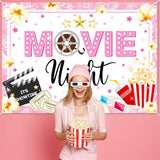 Movie Night Backdrop for Girls Pink Movie Theme