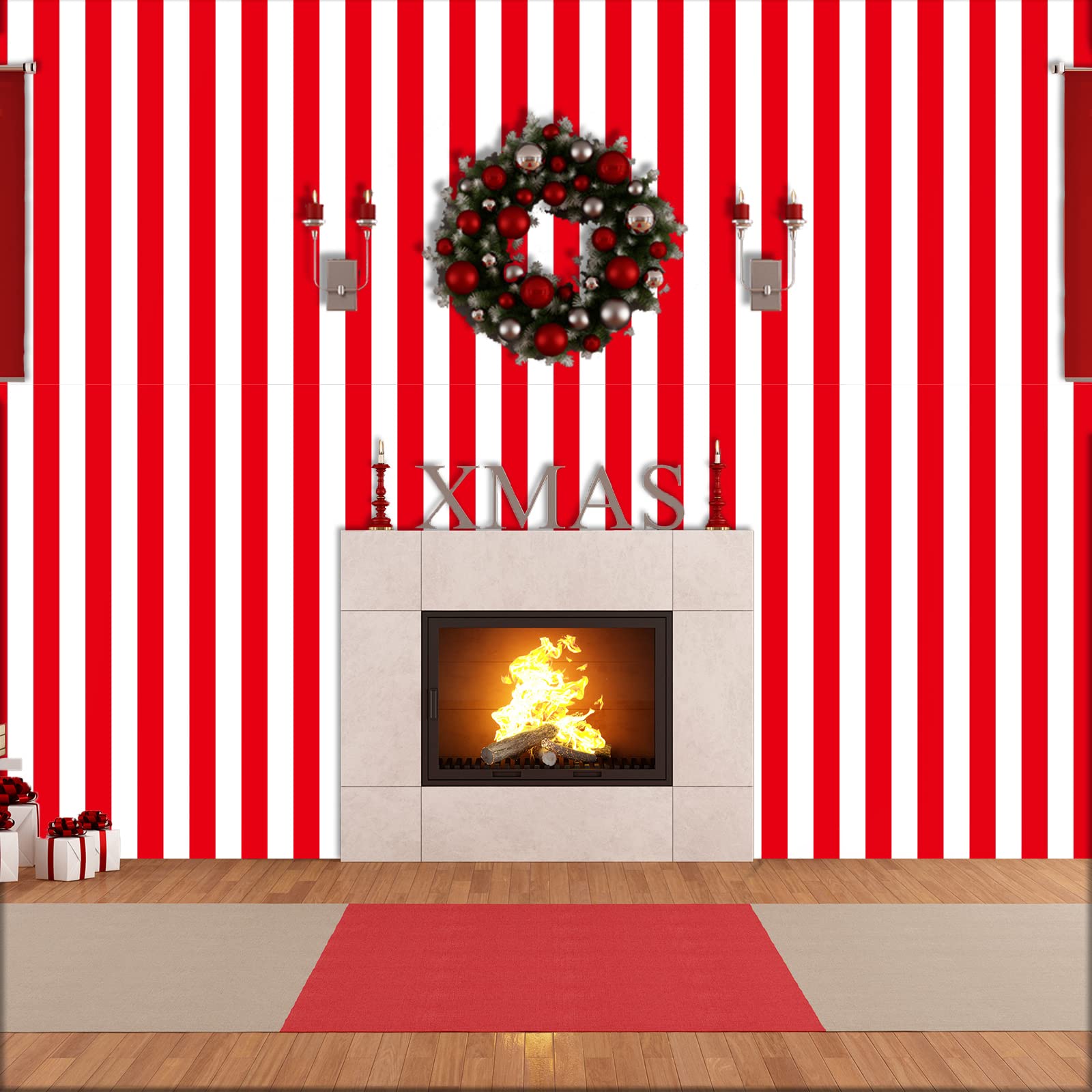 100Ft Long Tablecloth Roll Red and White Striped Tablecloth Carnival