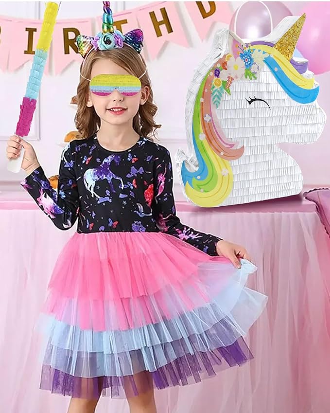 Unicorn Piñata Party Supplies Piñata Bundle with Blindfold and Bat