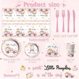 Little Pumpkin Baby Shower Party Decorations Tableware,142Pcs A Sweet