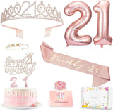 21st Birthday Gifts Decorations for Her Including 21st Cake Toppers