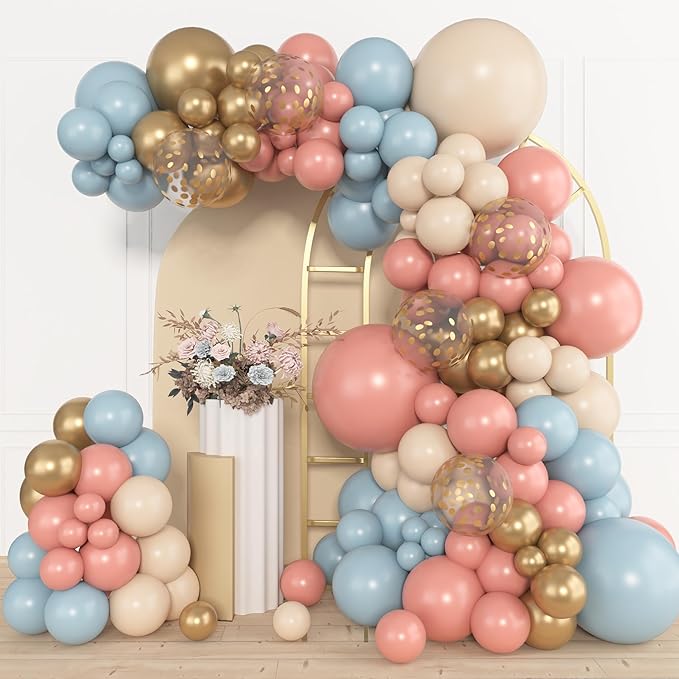 Amandir 153pcs Pink Blue Balloon Garland Arch Kit, Different Sizes 18