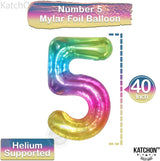 KatchOn, Giant Rainbow 5 Balloon Number - 40 Inch | Number 5 Balloons
