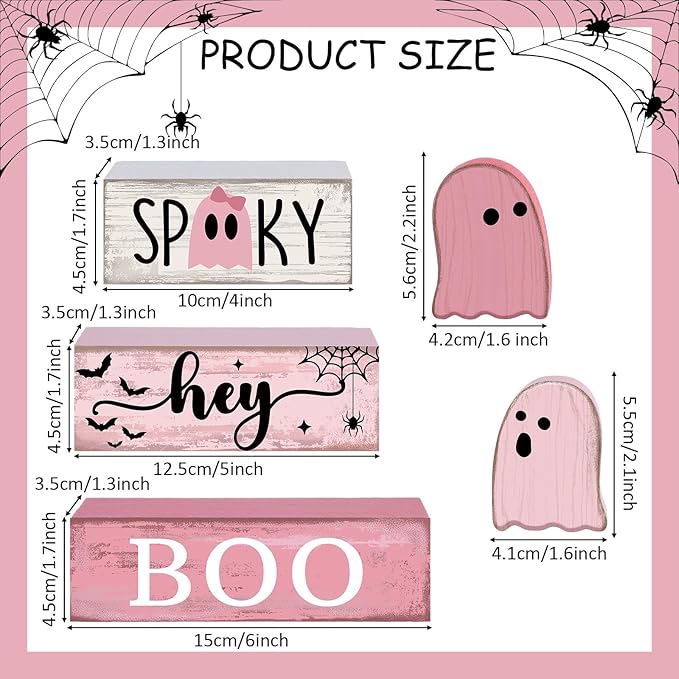 4 Pcs Pink Halloween Decor Ghost Table Decorations Halloween Tiered