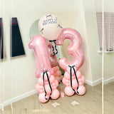 Pastel Pink Number 3 Balloon, 40 Inch Giant Pearl Light Pink Helium