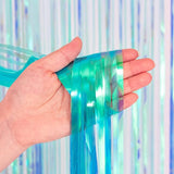 BRAVESHINE Iridescent Blue Foil Fringe Backdrop - 2 Pack 3.2x6.5 ft