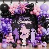 Pink and Purple Balloon Arch Garland Kit, 109PCS Pink Purple Black