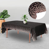 2 Packaging Black and Rose Gold Plastic Tablecloth, 54 "x108