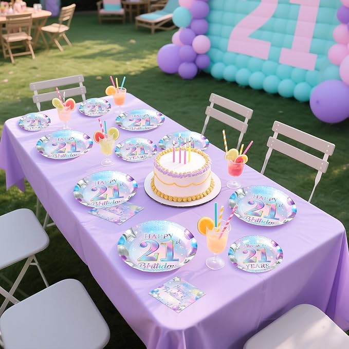 96Pcs 21st Birthday Decorations Iridescent 21st Birthday Party