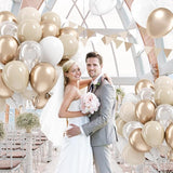 60pcs 12inch Beige White Gold Balloons, Metallic Gold Sand White