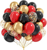 Red Black and Gold Balloons, 60pcs 12inch Red Black Gold Confetti
