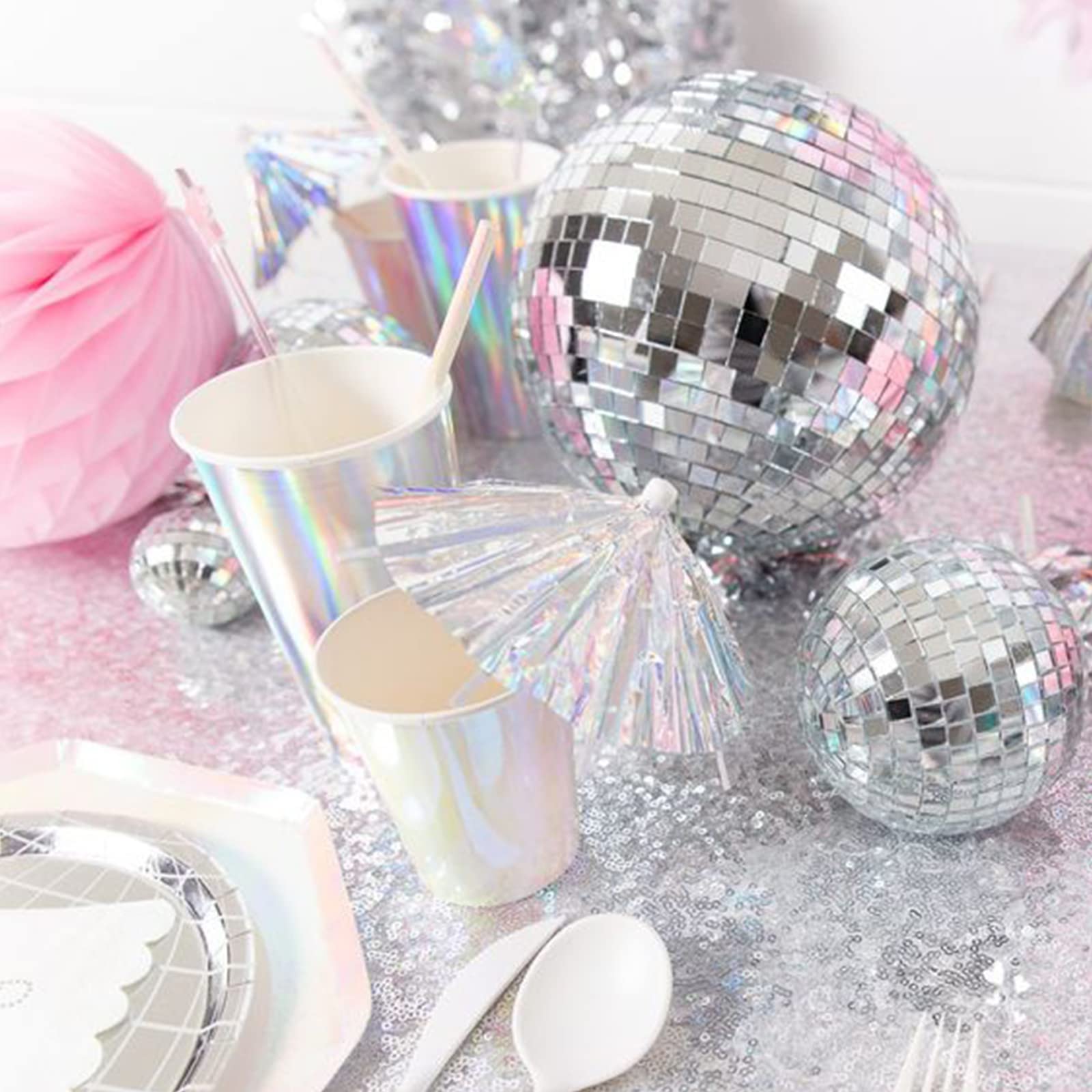 Newmemo 11pcs Disco Ball Cake Decoration Mirror Disco Balls Cake