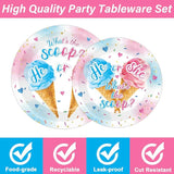 96PCS Ice Cream Gender Reveal Party Paper Tableware What's the Scoop