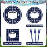 100PCS Cowboy Plates and Napkins Football Party Supplies Blue